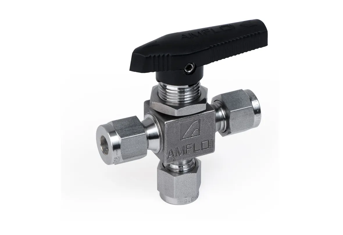 Шаровой кран AMFLO, SS-BV11,  прямой, нержавеющий SS316L, 206 bar, 2-х портовый / Ball valve SS-BV11 two direct ports